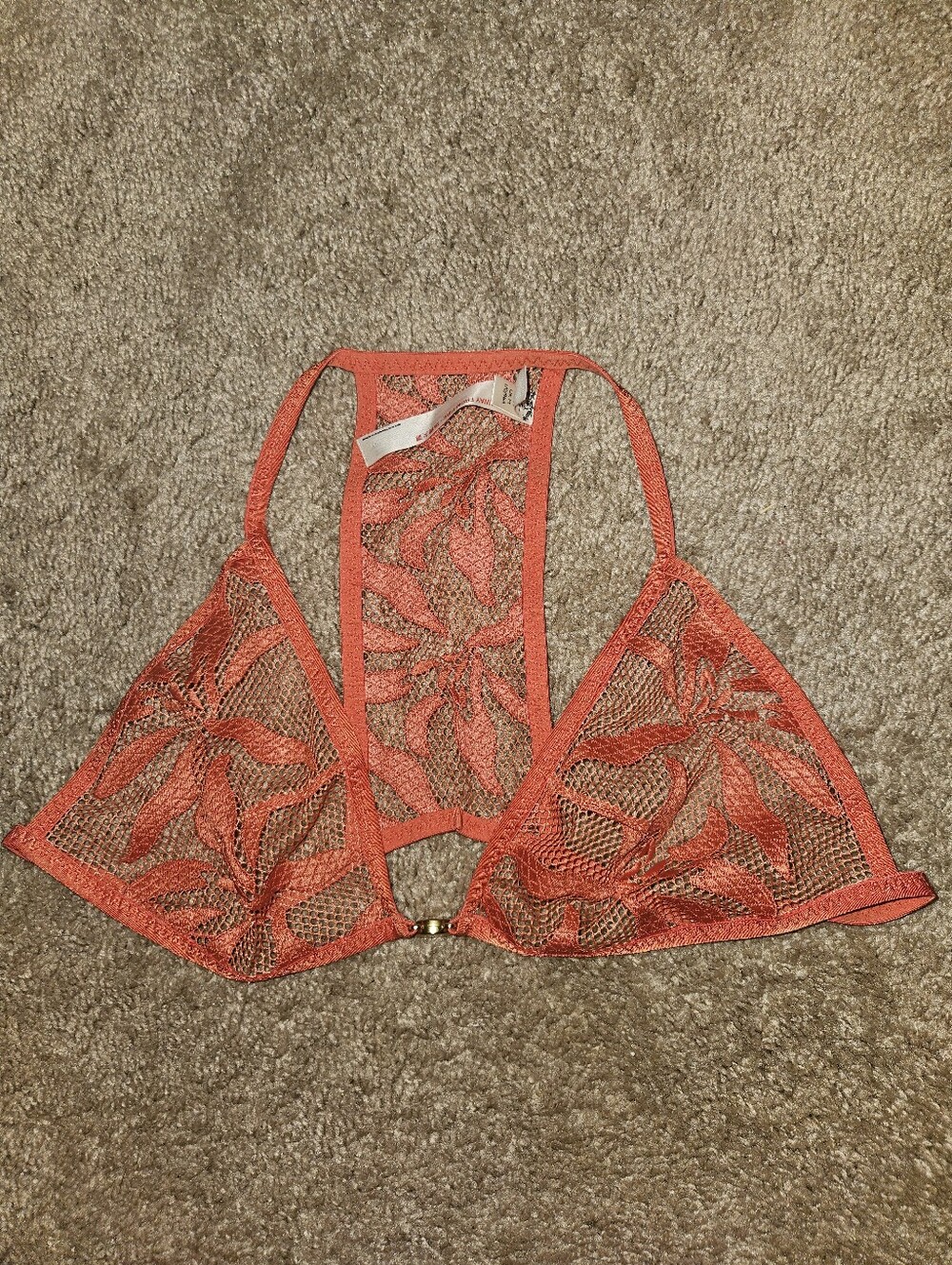 Free People Bright Orange Lace Bralette. Sz M. New